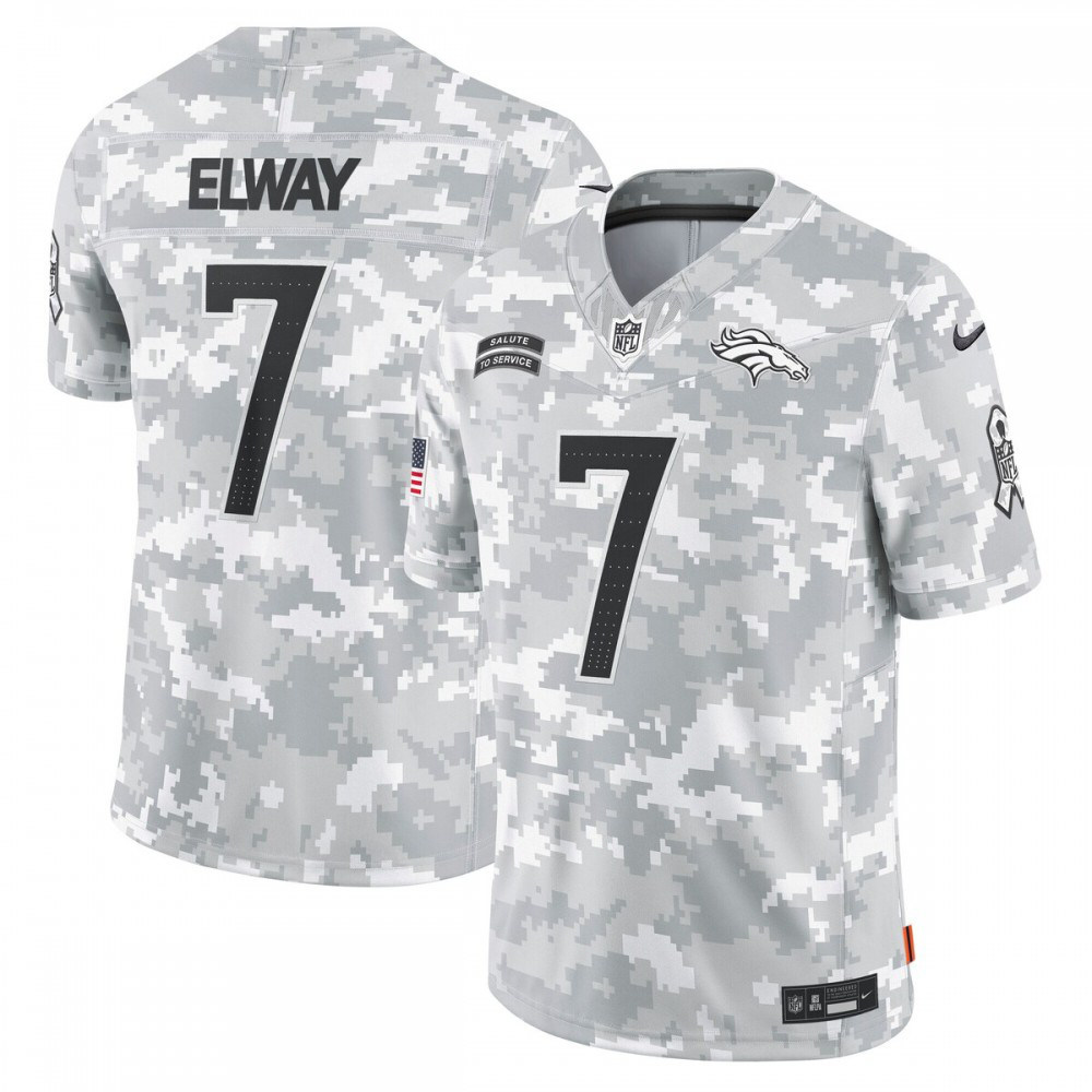John Elway Denver Broncos Nike 2024 Salute to Service Retired Player Limited Jersey - Arctic Camo-GridironStore